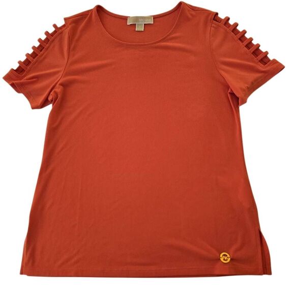 Michael Kors Womens Orange Short Sleeve Top Size Small - Picture 3 of 8